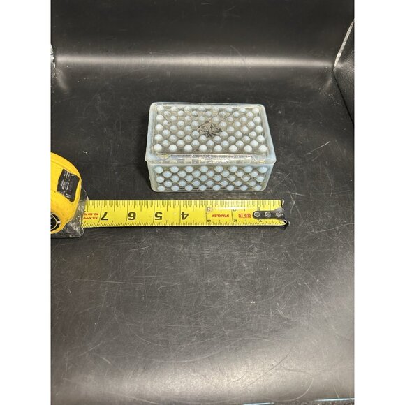 Vtg. Fenton Moonstone Hobnail Trinket Cigarette Vanity Box & Lid Opalescent - Picture 7 of 9